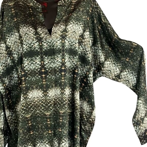 Lord & Taylor Vintage Polyester Snake Print Long Sleeve Pull On Oversized Blouse - Picture 2 of 7